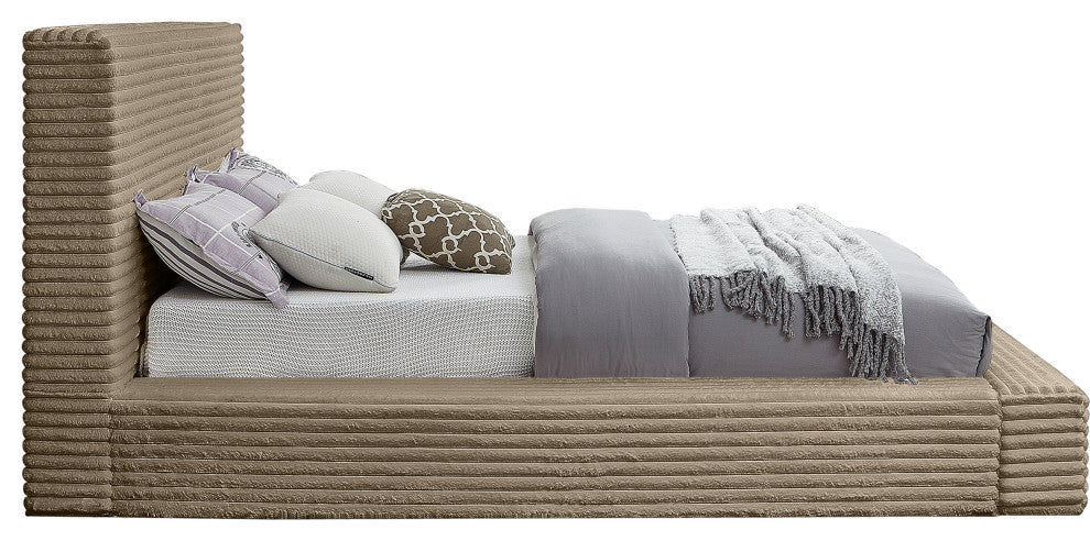 Dexter Upholstered Bed, Taupe, King, Corduroy Fabric
