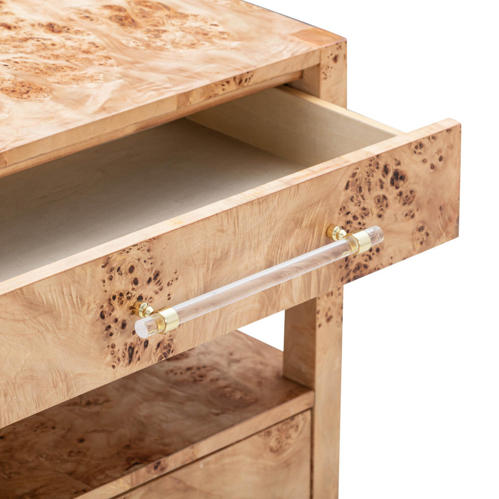 Brandyss Natural Burl Nightstand