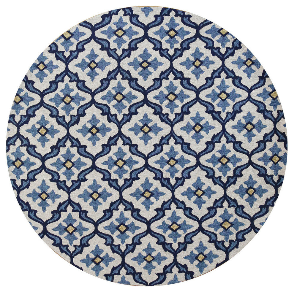 Harbor 4210 Ivory and Blue Mosaic Rug, 7''6"x9''6"