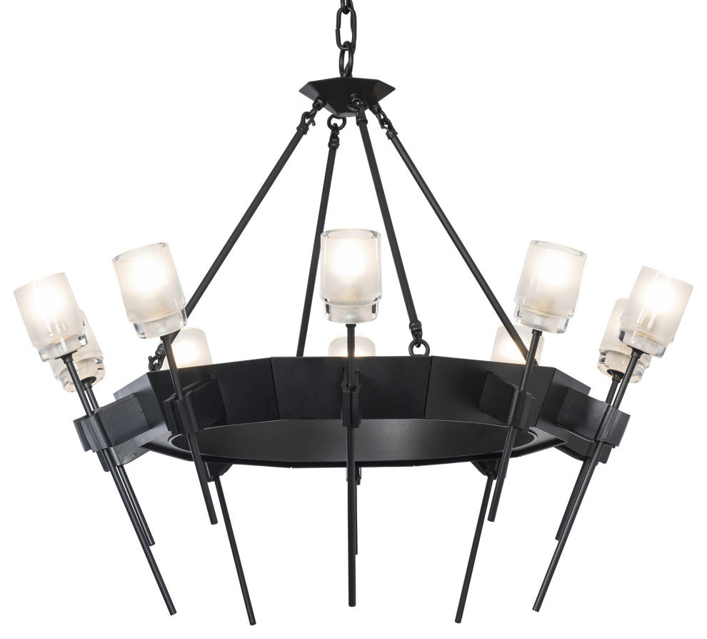 Echo 10-Light Circular Chandelier - Black - Cast Glass