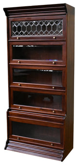 Legacy Solid Mahogany Wood 5 Stack Barrister Bookcase, Brown Walnut