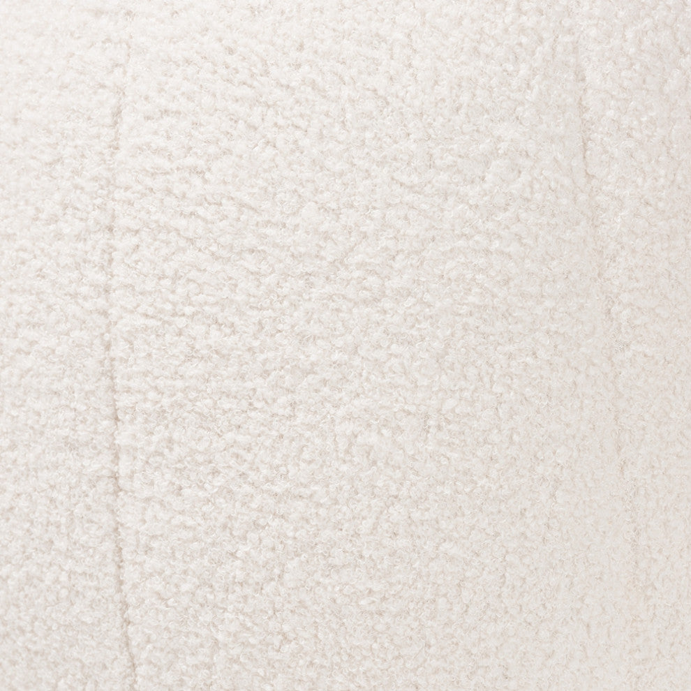 Modern and Contemporary Ivory Boucle Upholstered and Gold Metal Ottoman