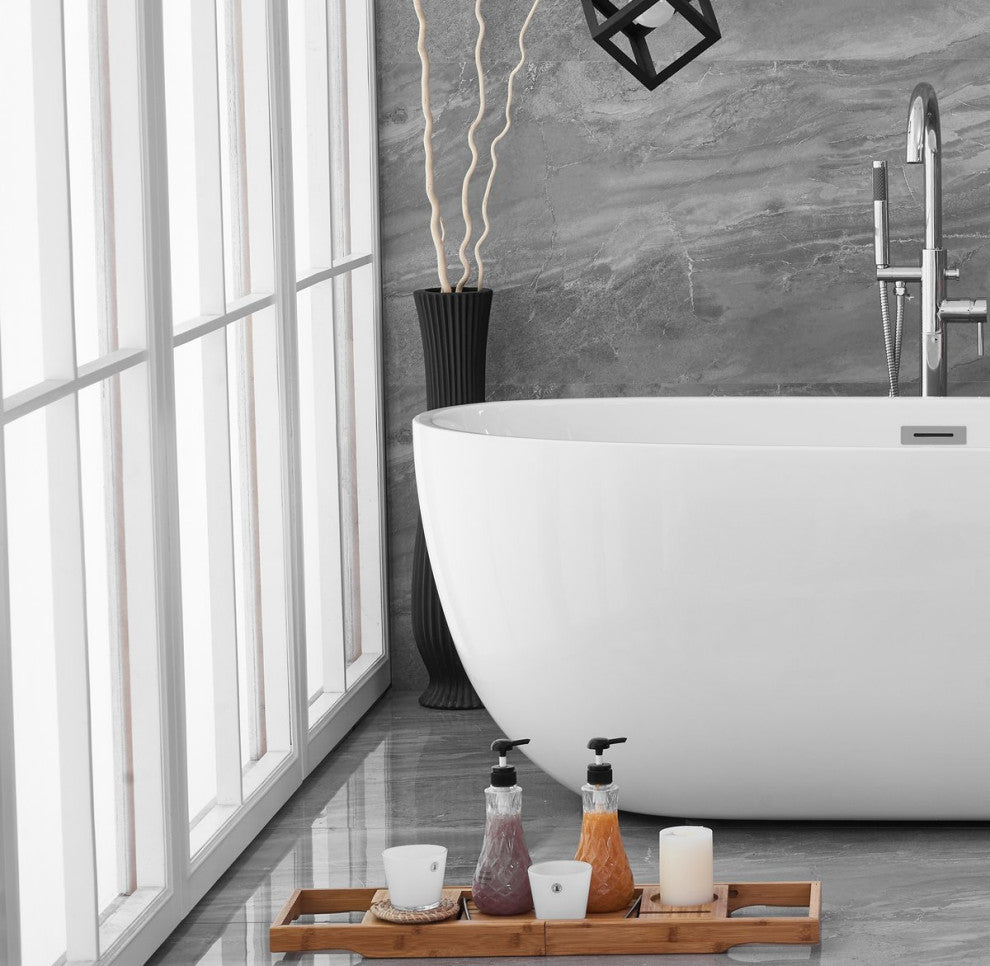 Aaron 67" Soaking Roll Top Bathtub, Glossy White