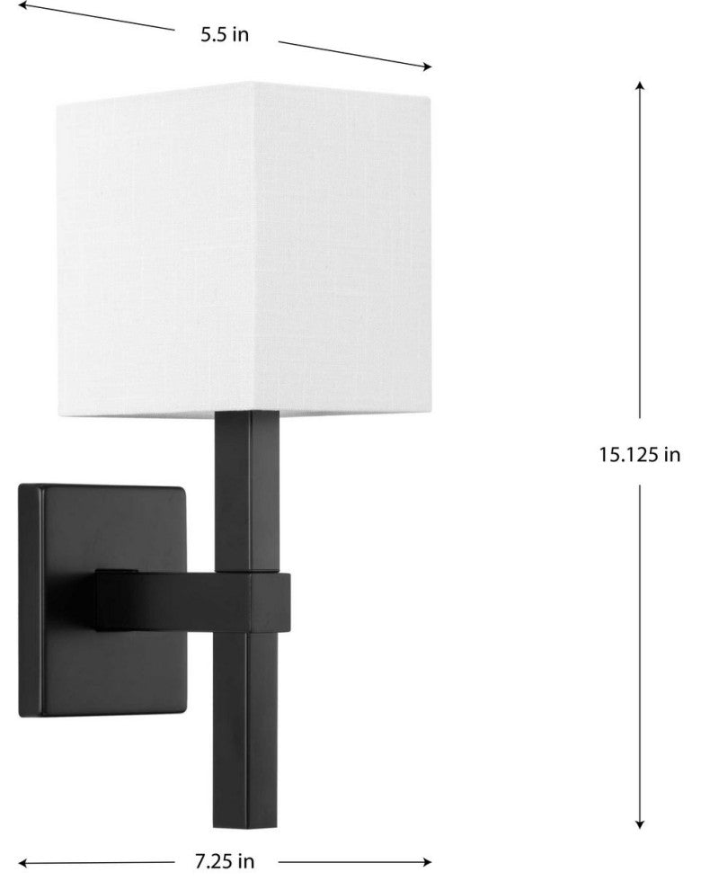 Metro Collection 5-1/2" 1-Light Matte Black Vanity Light Summer Linen Shade