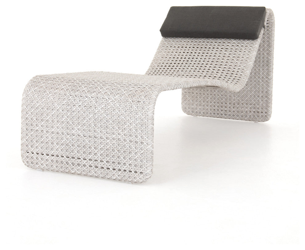 Paige Outdoor Woven Chaise Lounge-Grey