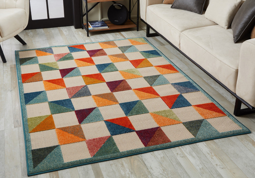 Calla Scope Indoor/Outdoor Rug, Ivory/Multi, 7'10 X 9'10