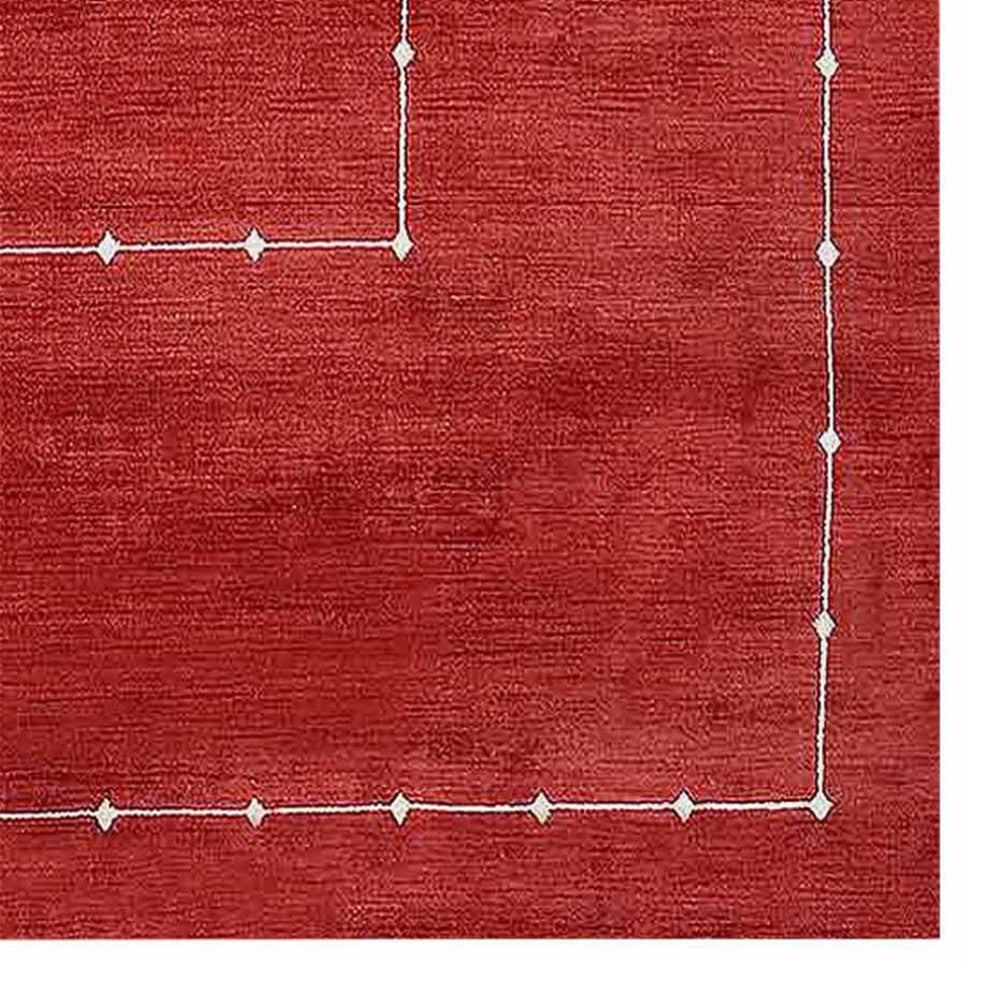 HAND KNOTTED LOOM WOOL ECO-FRIENDLY AREA RUGS - Square, Red, Geometric