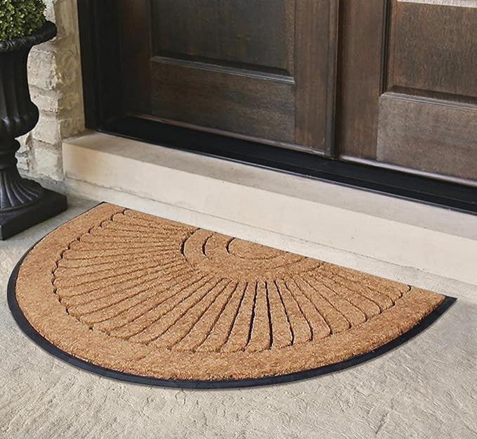 A1HC Unique Sunburst Tapered Edge Half-Moon Double Doormat 36"X72"