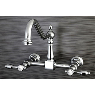 Kingston Brass Wall Mount Bridge Kitchen Faucet, Polished Chrome