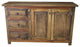 Eastwood Rustic Reclaimed Wood Bathroom Vanity 2-Door 3-Drawer, 55"x20"x32", Left Side Drawers