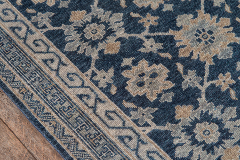 Momeni Banaras Hand Knotted Wool Rug, Blue, 8'6"x11'6"