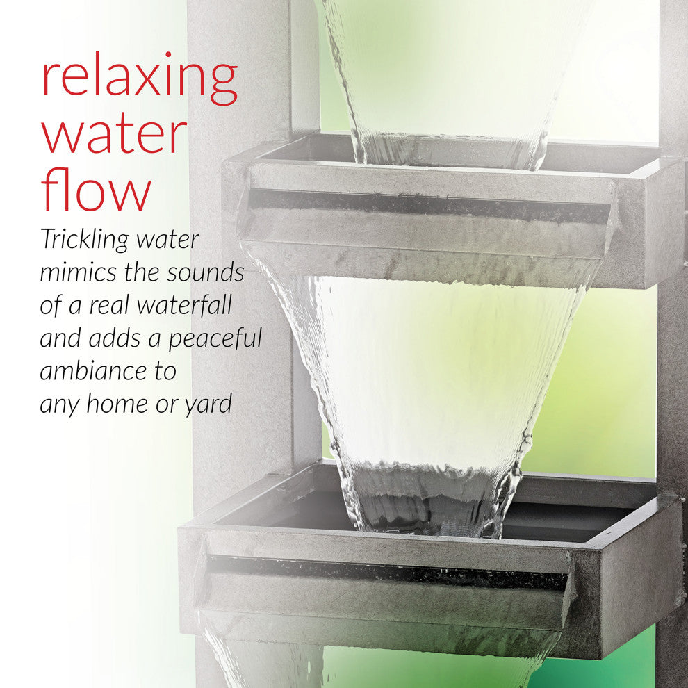 Alpine Metal Tiered Waterfall Fountain, 42" Tall