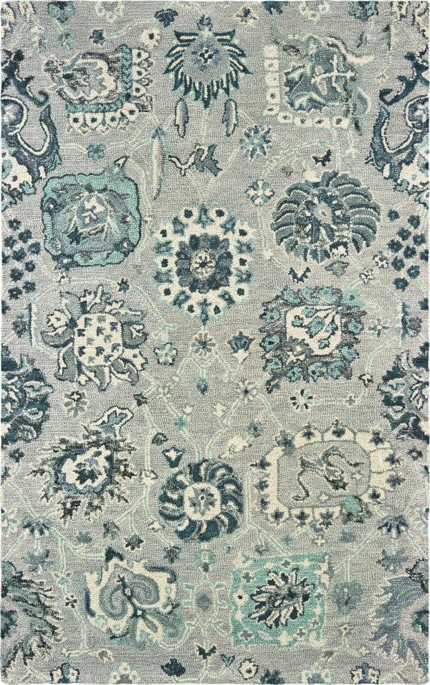 Oriental Weavers Zahra Collection Grey/ Blue Floral Indoor Area Rug 5'X8'