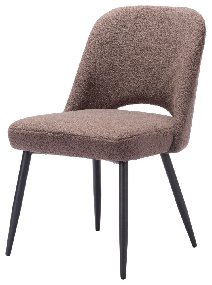 Dining Chair, Set of 2, Steel Metal, Fabric, Brown, Black, Kitchen Cafe Bistro