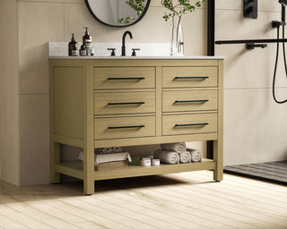 Home Living 42" Single Bathroom Vanity, Honey Brown With Backsplash