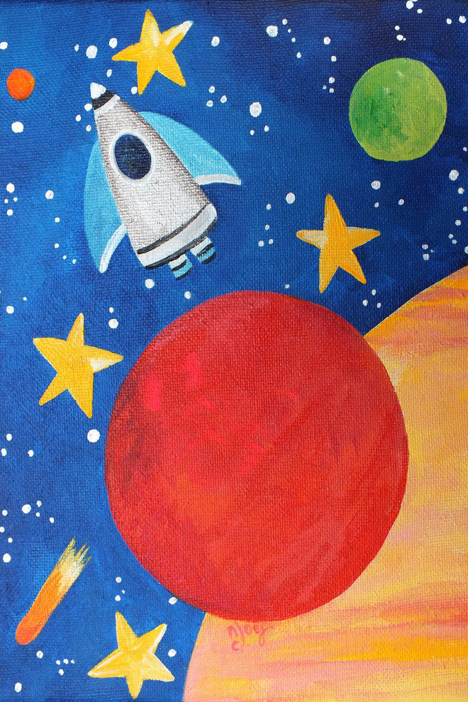 Marmont Hill, "Red Planet Rocket" by Nicola Joyner on Wrapped Canvas, 30x45