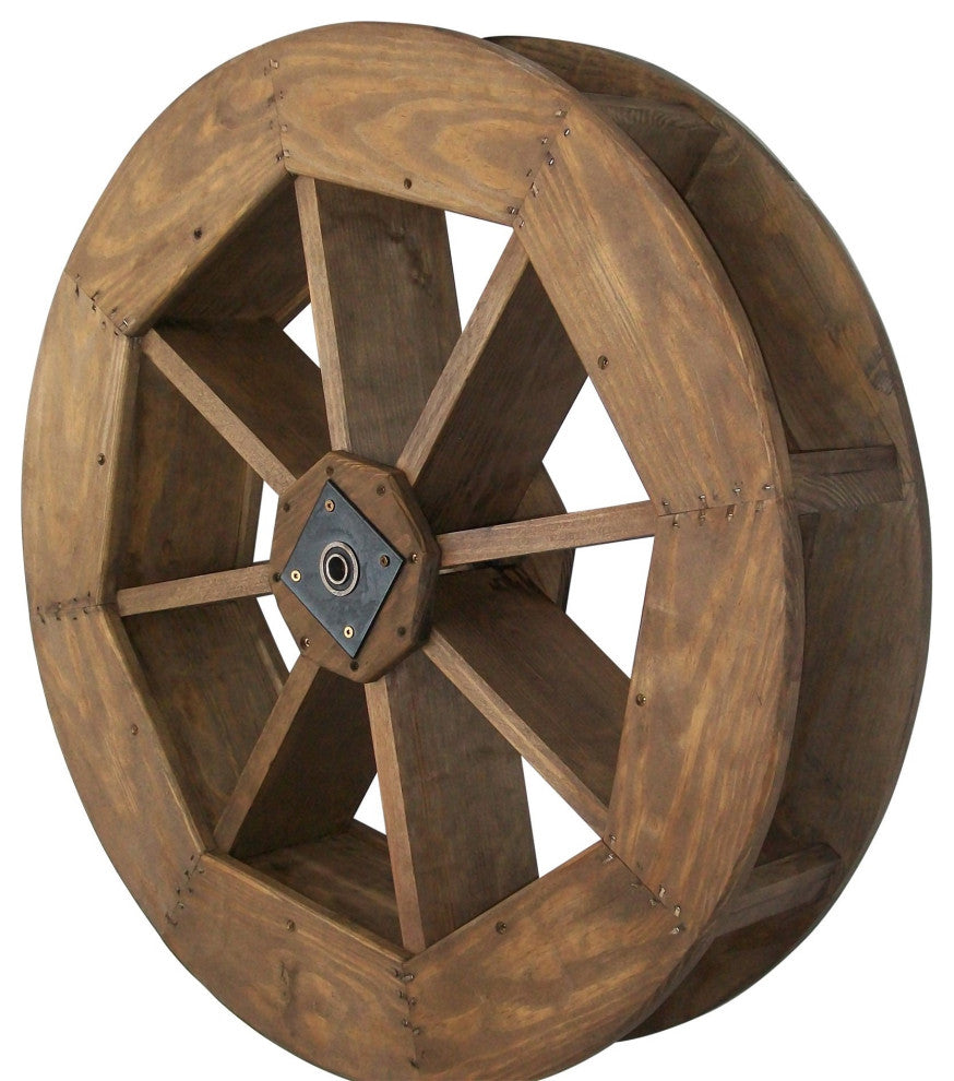 Pressure Treated Pine Waterwheel, Walnut Stain, 36"