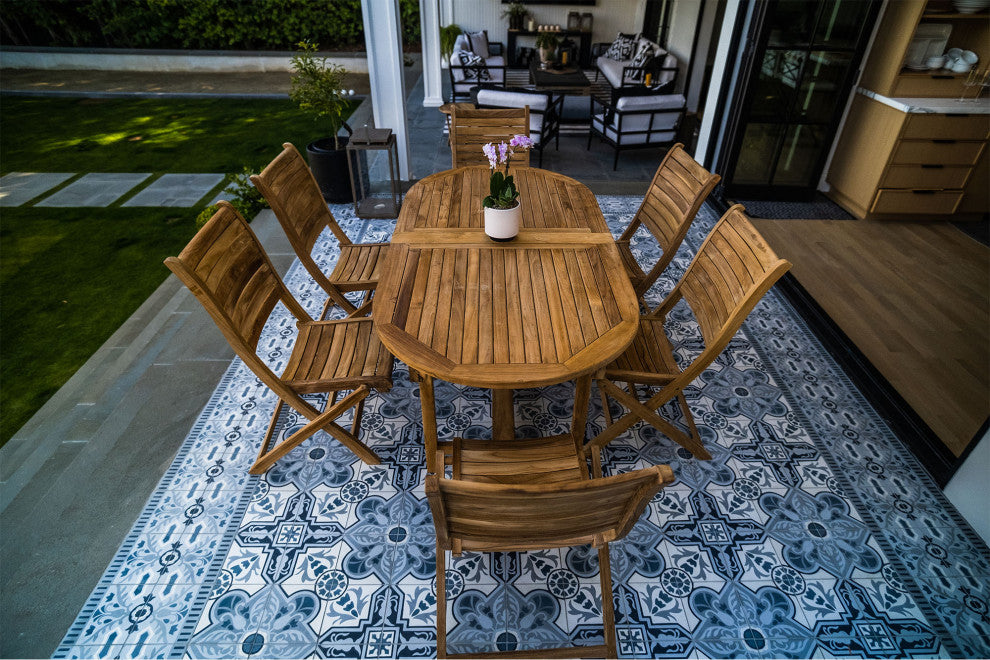 Nordic Style Natural Premium Grade Teak Adjustable Dining Table, 79"-118"