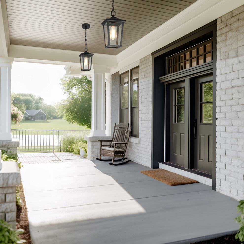 LNC 1-Light Matte Black Square Outdoor Pendant Light