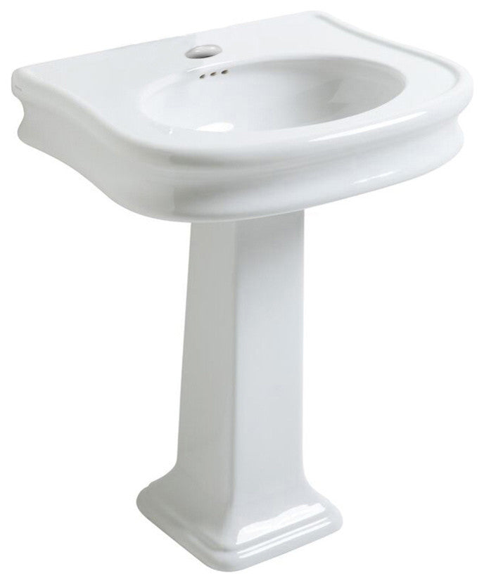 Whitehaus LA10-LA03-1H Pedestal Sink With Oval Bowl and One Faucet Hole