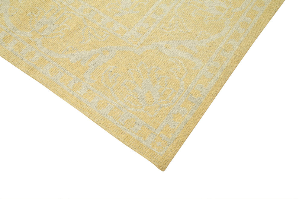 Rug N Carpet - Handwoven Oriental 8' 11" x 11' 11" Wool Yellow Oushak Rug