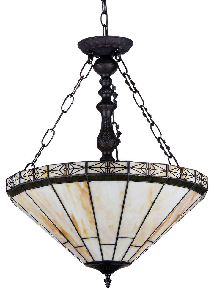 BELLE Tiffany-style 2 Light Mission Inverted Ceiling Pendant Fixture 18inches Sh