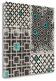 "Geometric Patchwork Peacock Blue Square II" By Pela Studio, Gallery Wrap Canvas