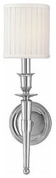 Abington, One Light Wall Sconce, Polished Nickel Finish, Faux Silk Shade