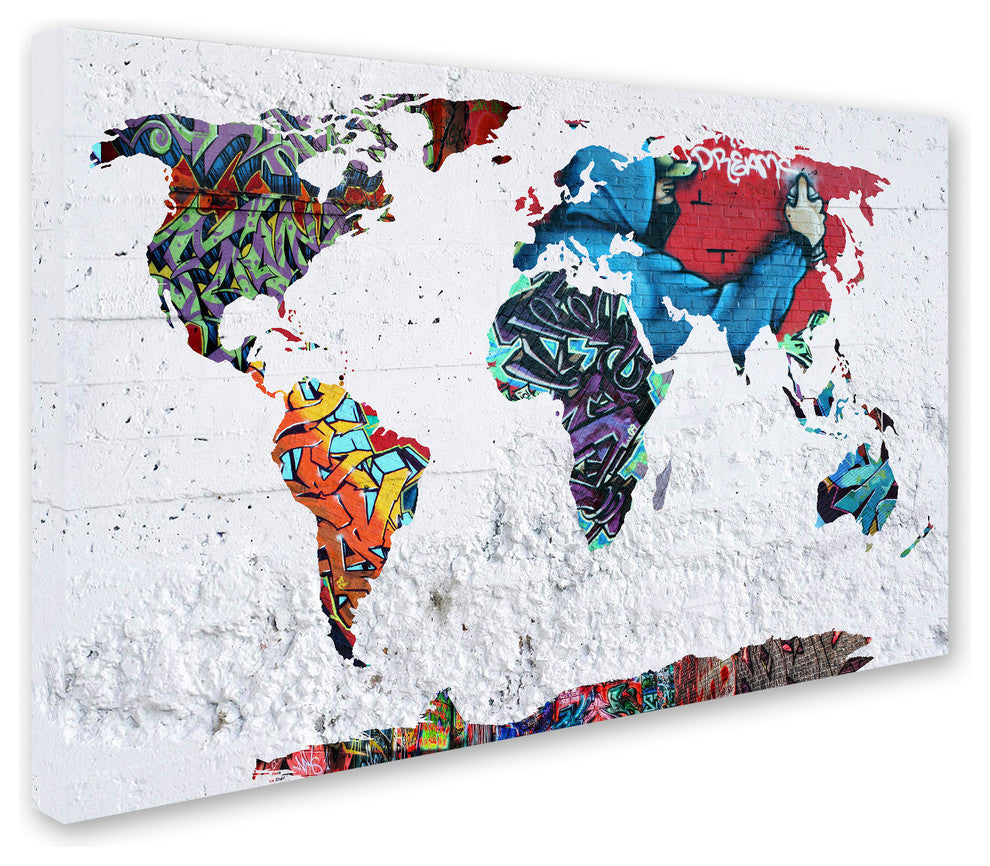 Mark Ashkenazi 'Map Graffiti' Canvas Art, 19"x12"