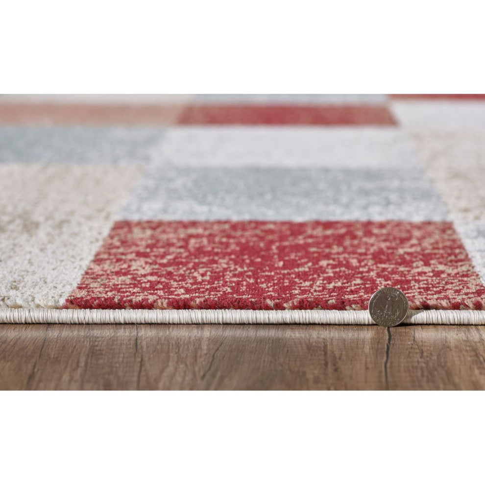 KAS Avalon 5616 Brown Checkered Area Rug, 2' x 7'7" Runner