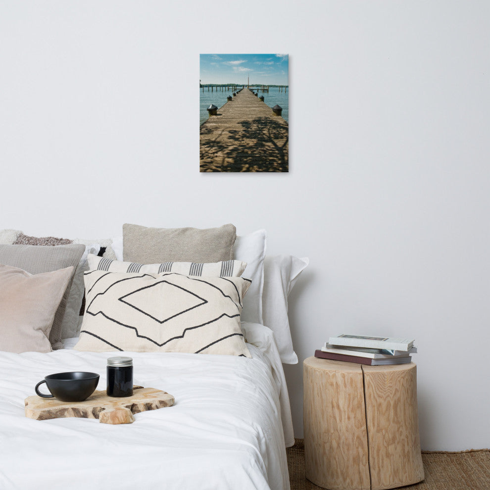 Endless Dock Rural Landscape Photograph Canvas Wall Art Print, 18" X 24"
