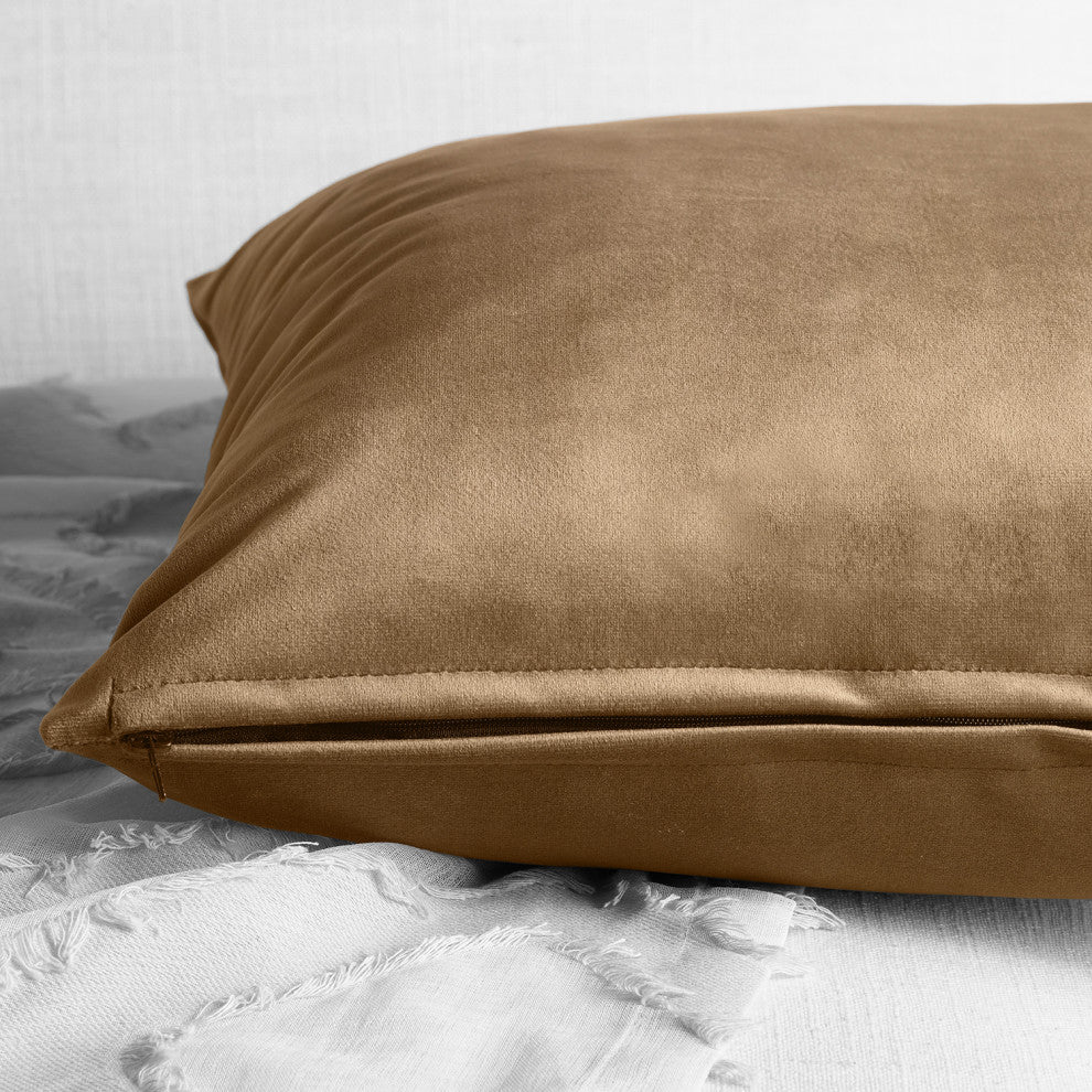 Heritage Plush Velvet Cushion Cover Pair, Spiced Rum, 18w X 18l