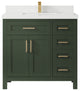 Cambridge 36 Center Sink Bath Vanity in Pewter Green 2" White Quartz
