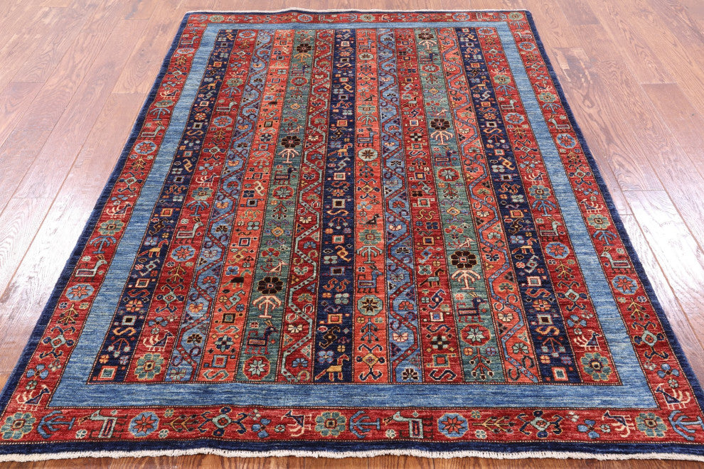 4' 10" X 6' 8" Persian Gabbeh Shall Hand-Knotted Wool Rug Q5067
