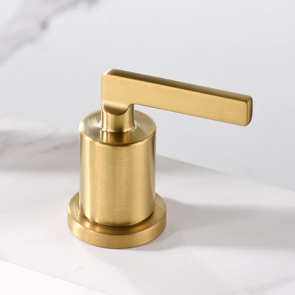 Luxier WSP04-T 2-Handle Widespread Bathroom Faucet with Drain, Brushed Gold