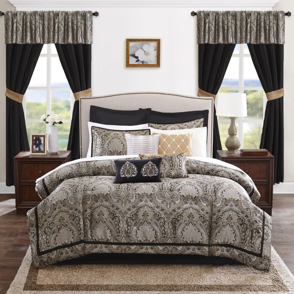 Madison Park Microfiber Jacquard 24-Piece Comforter Set, California King