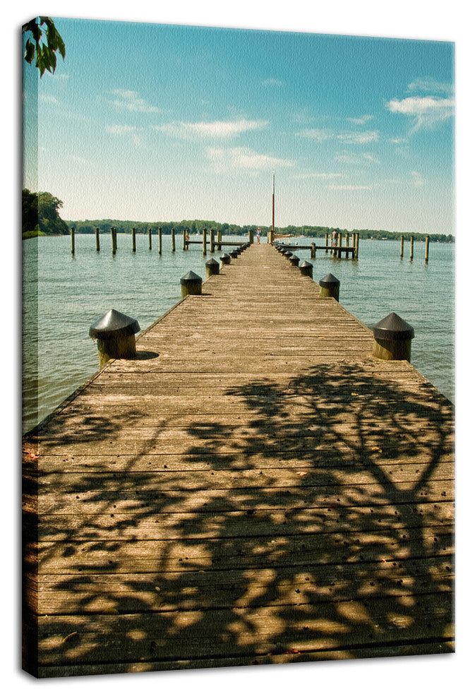 Endless Dock Rural Landscape Photograph Canvas Wall Art Print, 18" X 24"