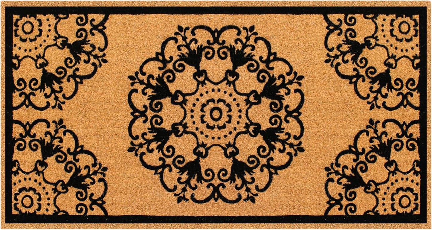 A1HC Natural Coir Flock Door Mat for Front Door, 36x72, Durable Entrance Doormat