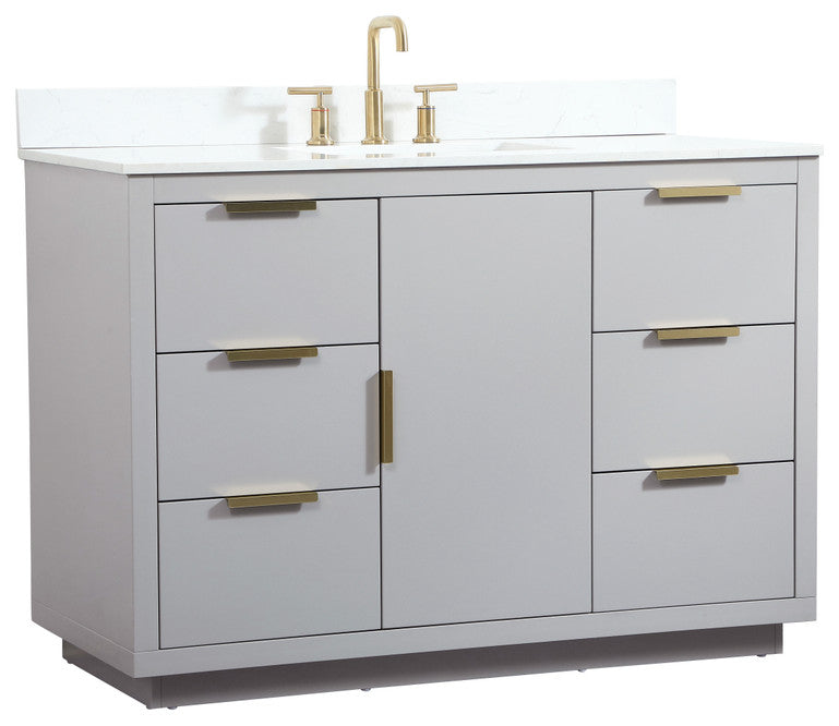 48" Single Bathroom Vanity, Gray, With Backsplash