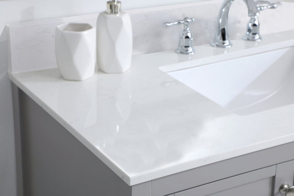 Tobias 42" Single Bathroom Vanity, Gray With Backsplash