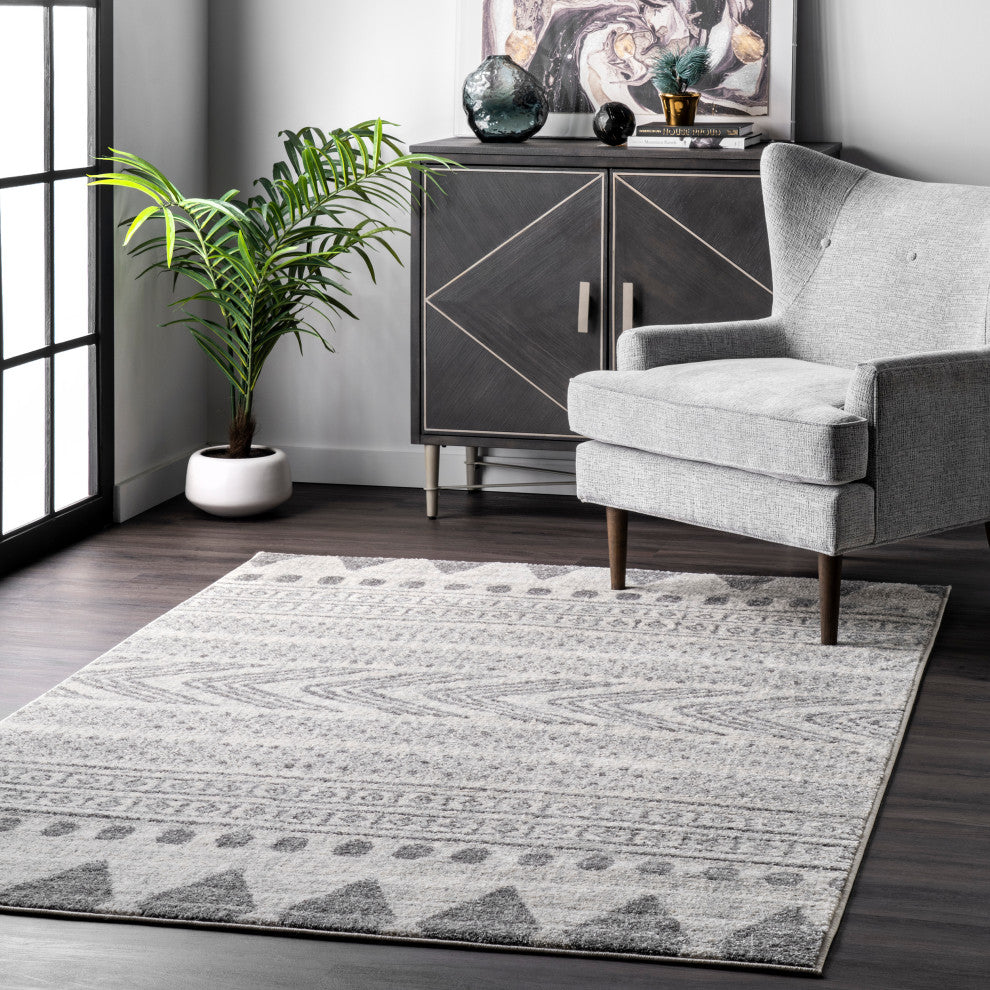 Nuloom Southwestern Tribal Bands, Grey 4'x6'