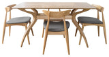GDF Studio 5-Piece Issaic Fabric and Finished Wood Dining Set, Gray/Oak