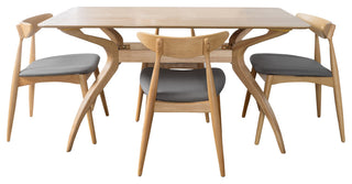 GDF Studio 5-Piece Issaic Fabric and Finished Wood Dining Set, Gray/Oak