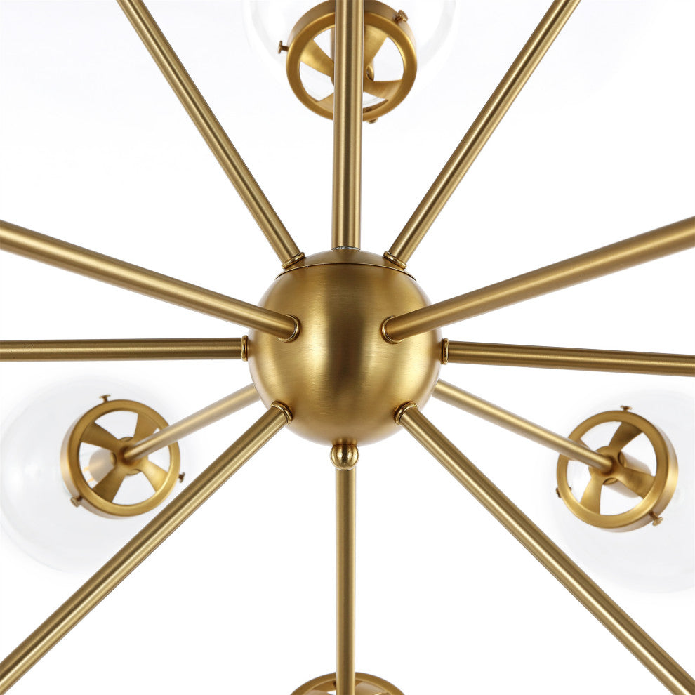 12-Light Dimmable Sputnik Sphere Chandelier, Clear Glass Shades
