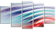 Water Ripples Rainbow Waves, Contemporary Canvas Art Print, 60"x32", 5 Panels