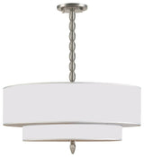 Luxo 5 Light Drum Shade Nickel Chandelier