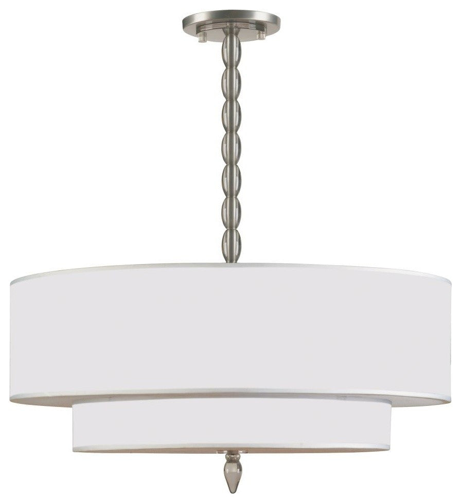 Luxo 5 Light Drum Shade Nickel Chandelier