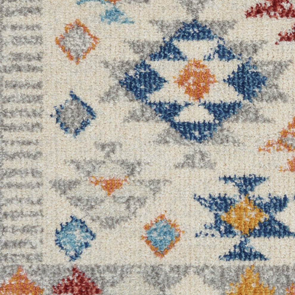 5" x 7" Ivory and Red Diamonds Area Rug