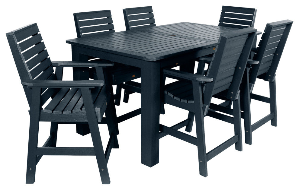 Weatherly 7-Piece Rectangle Counter-Height Dining Set, Federal Blue