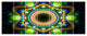 Green Fractal Pattern with Circles, Abstract Canvas Art Print, 83"x32", 7 Panels